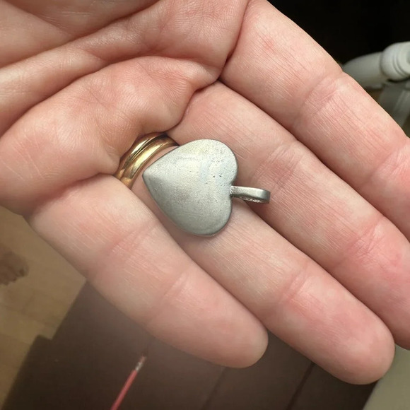 Silver Tone Pewter Initial Monogram M Charm Pendant Necklace - Picture 6 of 7